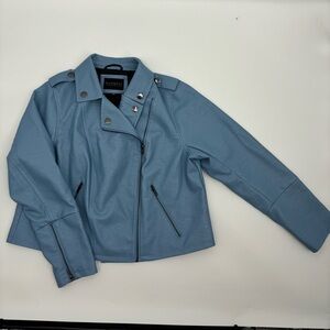 Blue faux leather lined Eloquii jacket. Size 14/16
